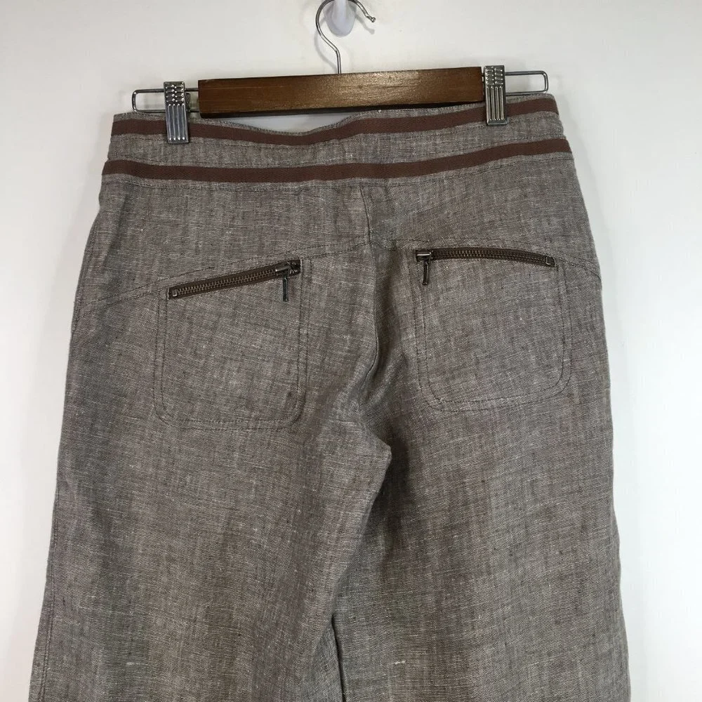 H & M Zippered Pockets Wide Leg Linen Pants Size 6